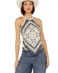 Shyanne Women's Bandana Print Halter Tank - Swsp24k18-Crm