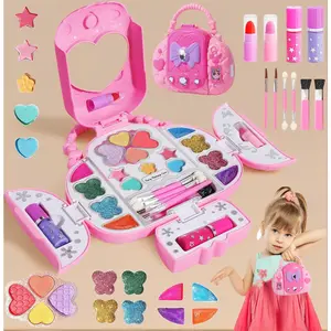 Washable Kids Makeup Kit for Girls 3-8 - Real Princess Cosmetic Set with Mirror, Toddler Safe Toy Gift for Christmas & Birthday, Play Makeup for Ages 5-8