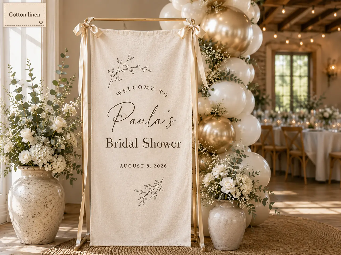 Personalized Bridal Shower Welcome Banner, Custom Bridal Shower Sign, Elegant Bridal Shower Decor, Bridal Party Welcome Sign