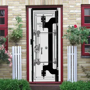 2pcs   Vintage Industrial Style Bank Vault Door Decorative Wall Sticker Stereo Simulated Metal Texture Security Door Decal Creative Art Wall Sticker for Living Room Study Bar Self Adhesive Removable