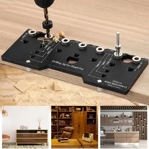1 Set Shelf Pin Jig, 1/4 Inch Aluminum Alloy Shelf Pin Drilling Guide for Straight Holes, Shelf Pin Drilling Jig, Shelf Pin Drilling Template Woodworking Tools, Cabinet Hardware Jig, Shelf Jig Drill Guide