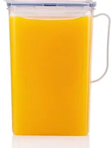 Aqua Fridge Door Water Jug with Handle BPA Free Plastic Pitcher with Flip Top Lid Good for Making Teas and Juices, 2 Quarts, Clear Drinkware