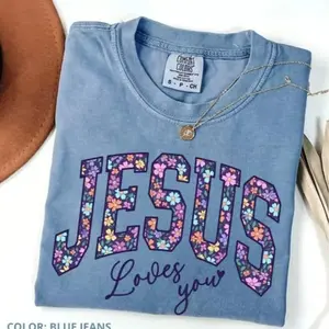 Comfort Colors Jesus Loves You T-Shirt, Christian T-shirt, Religious Shirt,  Gift for Christian Mama, Bible Verse Faith, Womenswear