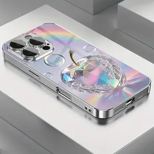 A Colorful, Healing-Themed Rainbow Crystal Apple Bubble Print Design TPU Phone Case with Lens Protection for Iphone Models 16 15 14 13 12 11 Pro Max Plus Pro/Xs/Xsmax, Featuring Full Coverage And Drop-Resistant Tempered Glass Protection.