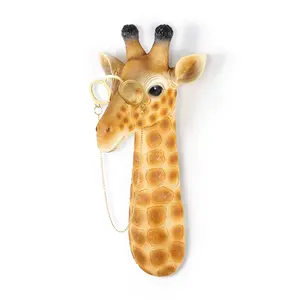 3D Simulated Giraffe Head Wall Decor with Glasses, Vintage Colorful Animal Sculpture Ornaments Set, Artistic Home Wall Art for Living Room Bedroom Mannequin heads Mannequin