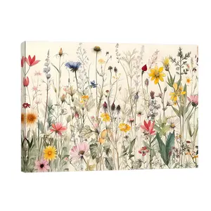 Vintage Wildflower Botanical Wall Art Canvas Prints Framed for Living Room Bedroom Nursery Aesthetic Boho Floral Home Office Decor Mother's Day Gift