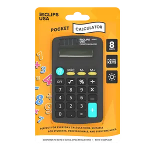 Pocket-Sized Calculator - 8 Standard Functions, Solar Powered, Handheld