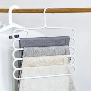 Multi-layer Pants Hanger, 5 Counts Non-slip Clothes Organizing Hanger, Multifunctional Clothes Storage Rack for Home Wardrobe, Home Organizers