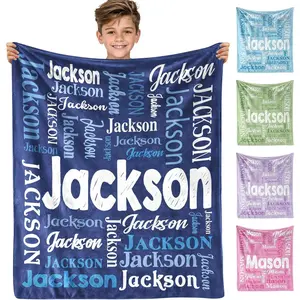 Ships Next Day Personalized Custom Blanket with Name for Teen Boys Kids Adults Ultra-Soft Cozy Flannel Fleece Customized Easter Gifts