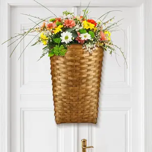 5.5 x 10 x 7.5 Inch Front Door Basket Woven Wall Hanging Basket Hanging Storage Decor Farmhouse Decor Crafting DIY for Front Door(15.5 x 10 x 7.5 Inch,Classic Style)