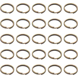 BronaGrand 200 Pieces Small Bronze Key Chain Rings Split Ring Key Chains for Keys Organization,10mm Diameter