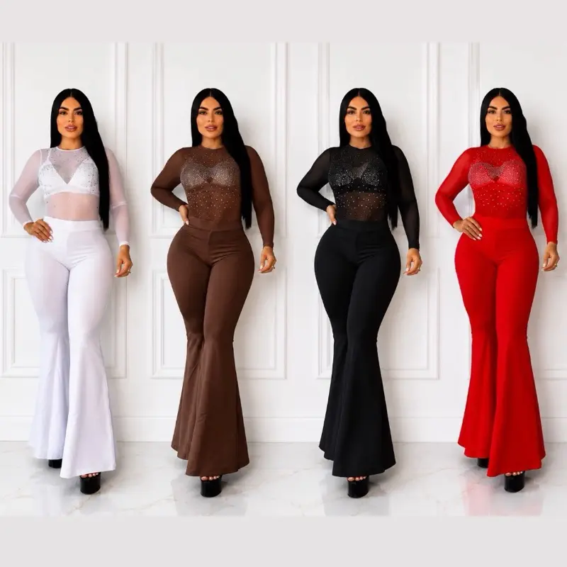 (B4381) Colombian Suplex Rhinestone Jumpsuit Set (Includes Top) – One Size Fits S/M/L