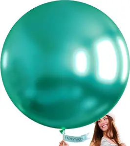 PartyWoo Metallic Green Balloons 4pcs 36 Inch Extra Large Big Jumbo Giant Chrome Green Latex Helium Balloons for Graduation Jungle Dinosaur Forest Baby Shower Birthday Party Decorations Green-G103