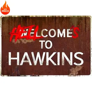 Welcome to Hawkins Hell Comes 12x8 Inch Stranger Things Wall Decor for Fans Vintage Garage Signs