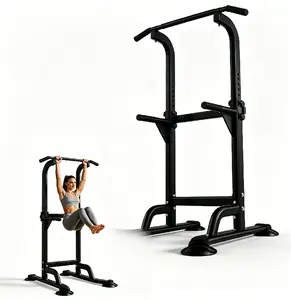 Adjustable Power Tower Pull Up Bar, No Drilling Home Gym Dip Station with Stable Suction Base for Full Body Strength Training multi-function Home Gym