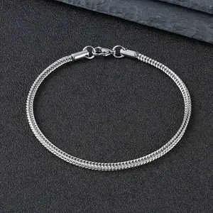 3mm Fashionable and Simple Men's Bracelet, Geometric Woven Stainless Steel Bracelet for Daily Leisure, Wearing Accessories