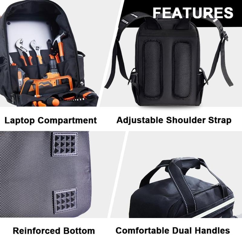 Tool Backpack for Men 18 Inch Heavy Duty Multiple Pockets Tool Bag Organizer with for Electrician Mechanics HVAC Engineer Tool Backpack for Men 18 Inch Heavy Duty Multiple Pockets Tool Bag Organizer with for Electrician Mechanics HVAC Engineer