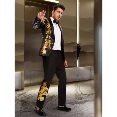 Fashion Smart Casual Black And Gold Mens Clothing Shirt Mens