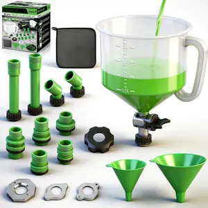 18- No-Spill Coolant Funnel Kit, Radiator Funnel Burping Tool, Coolant Bleeder Kit with Adapters, Universal Fitment for Automotive Cooling System