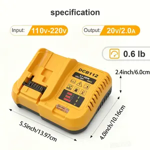 For Dewalt 12V/20V Max Rapid Charger, Compatible with 12V, 18V, 20V Dewalt Power Tool Batteries (DCB120, 126, 200, 201, 208, 606, 609, 612) – Battery Not Include