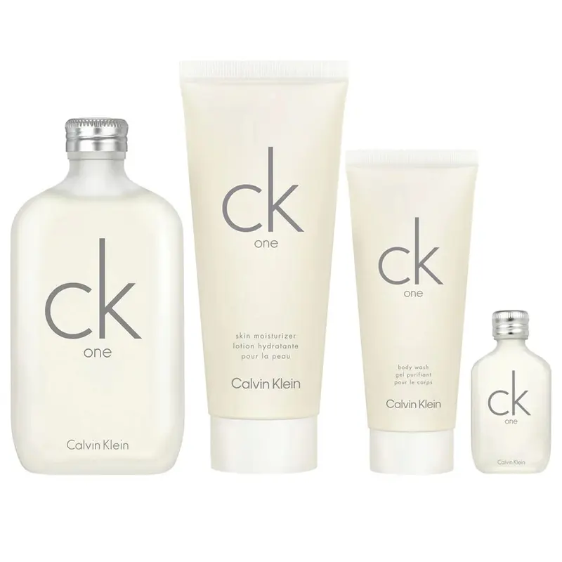 Calvin Klein CK One Unisex Gift Set – Eau de Toilette, Lotion, Shower Gel & Travel Spray