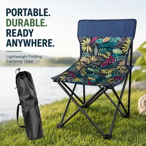 Heavy Duty Portable Camp Chair: Instant Setup Floral Folding Seat | Thick Oxford Cloth & Steel Frame, Supports Adults