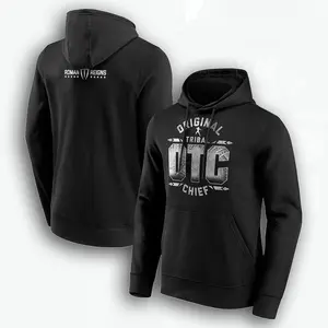 Mens Roman Reigns OTC 10 Star Long Sleeve Hoodie - Black Casual Menswear Top, Head of the Table Tribal Chief Pro Wrestling Fan Gear