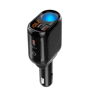 Car Cigaretter Lighter  with Touch Switch Power Socket Charger Adapter 120W USB Port Chargers with Voltage &Lighter Splitter Adapter for Smart phone, Tablet, GPS, Dash cam etc universal car charger