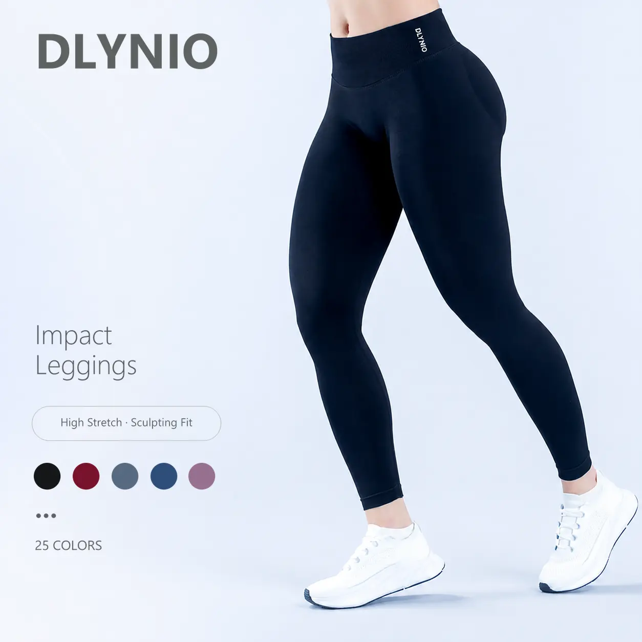 Women's DLYNIO Impact Nylon Blend Full Length Gym Leggings - 90% Nylon, 10% Elastane, Seamless Design, Precision Fit, Comfortable Fabric, Cool Wash Care Instructions