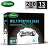 Scotts 13 Gal Plastic Trash Bags (200 Count) - Quick-Tie Drawstring Bin Bags Kit, Stockup Pack, Non-Tear, Puncture-Resistant, Leak-Proof, Odor-Eliminator Tech, Fresh Clean & Lemon Scents, Easy-to-Use Kitchen Home Supplies