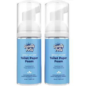 Squatty Potty Toilet Tissue Paper Foam Instant Wet Wipe Alternative - 2 Pack, 50 ml, 1.69 Fl Oz