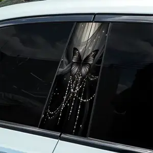 2 Pieces Black Butterfly Pattern Art Vinyl Decal - Durable PVC Self Adhesive Waterproof Sticker for Cars, Walls, Laptops, Trucks, Motorcycles, Vehicle Scratch Covers - Perfect for Birthday Party Gifts