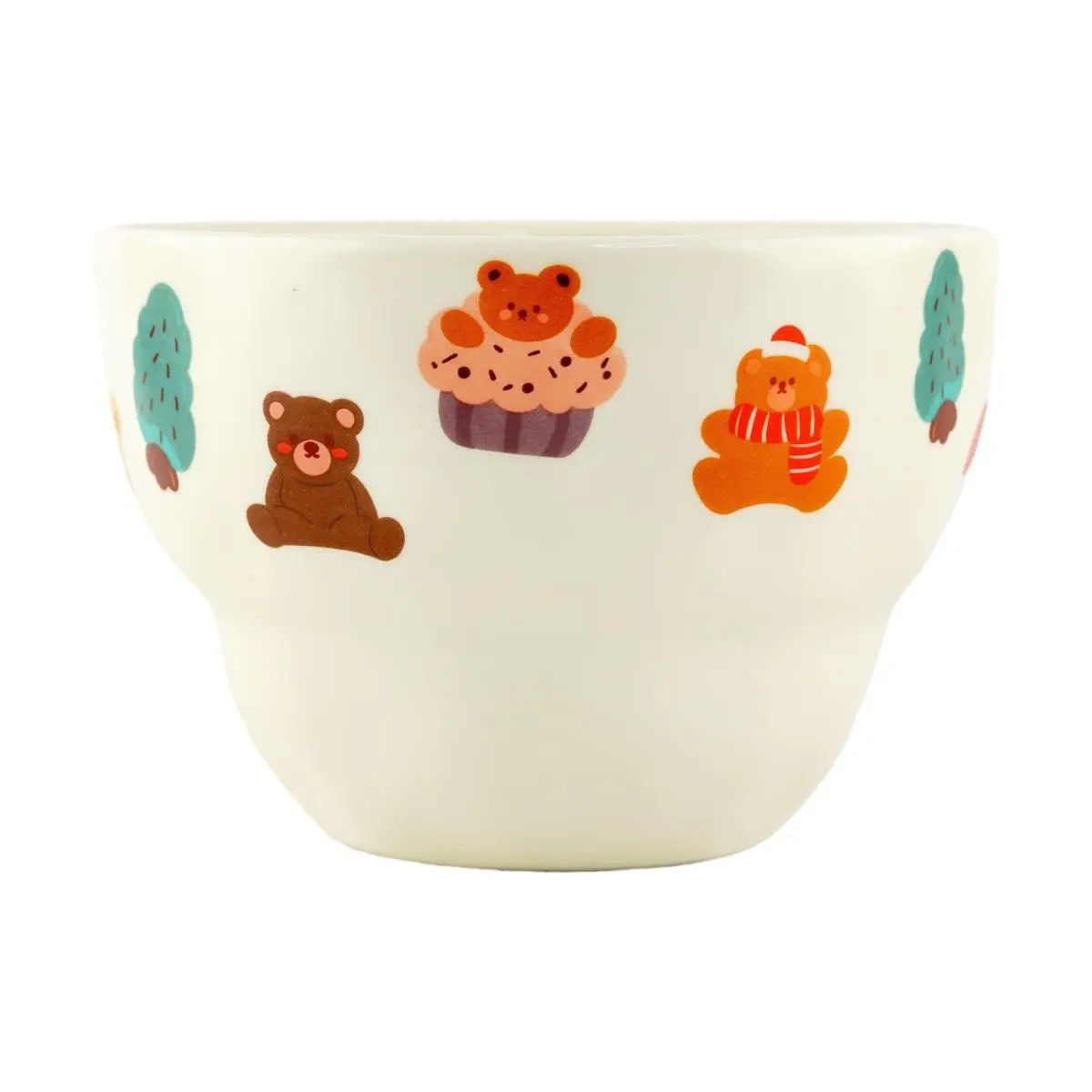 KawasiMaya Japanese Ramen Bowl Ceramic Noodle Bowl - 1.3L Large Capacity "Cherry Bear" Design for Instant Noodles, Udon, Soba, Pho