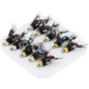 10pcs Fly Fishing Lures Kit Handmade Lures Assortment with Artificial Bait Hooks for Bass Trout Salmon
