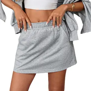 Chicovar Women’s Spring Sweatshirt Mini Skirt – High Waist Elastic A-Line with Pockets | School Campus, Coffee Run, Airport Travel, Gym Workout, Weekend Brunch, Beach Walk Outfit