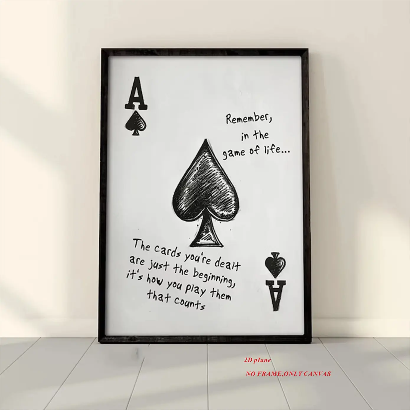 1PC/Modern Vintage Poker Ace of Spades Card Letter Quote Decorative Wall Art Artistic Artwork Printed Canvas Poster Decor Perfect for living room home decor, frameless, Quotes Print