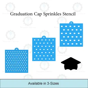Graduation Cap Sprinkles Stencil | 3D Printed, Cookie, Cake, & Cupcake, Decorating Stencils