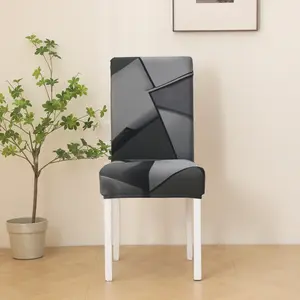Modern 3D Geometric Print Dining Chair Cover, Dining Chair Slipcover, Detachable Washable Elastic Soft Dustproof, Home Decor for Living Room Hotel Banquet