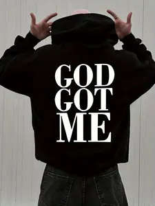 Men's & Women's God Got Me Religious Hoodie Sweatshirt - Oversized Pullover with GOD GOT ME Back Print, Faith Apparel, Winter Warmth Church Wear, Chri