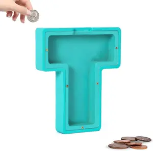 Initial-T Wooden Letter Piggy Bank Creative Alphabet Coin Storage Box for Boys Girls Ideal Thanksgiving Gift