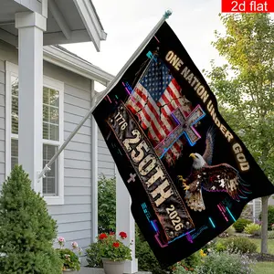 1pc 250th Anniversary American Independence Flag Banner, Durable Polyester with Patriotic Bald Eagle & 'One Nation Under God’ Text, Outdoor Yard Decor for 4th of July 2026 Celebration