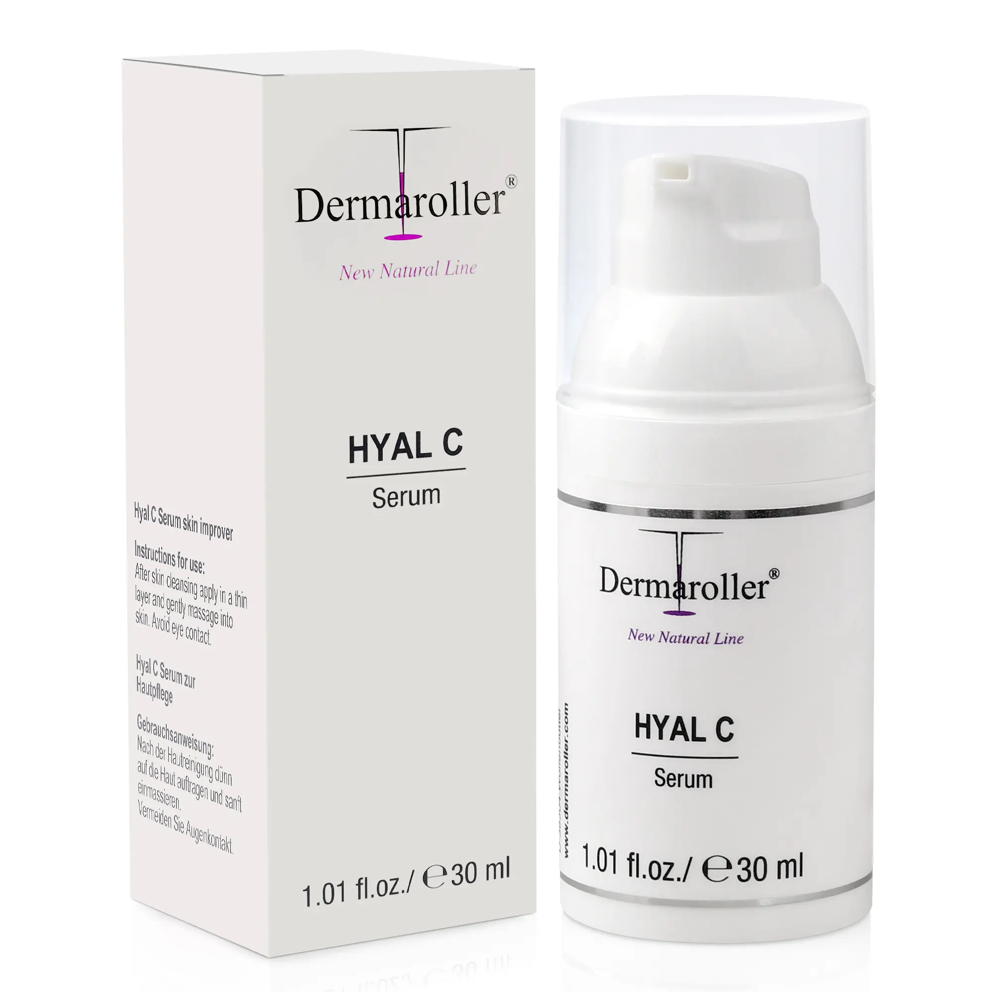 Dermaroller Hyal C Serum - Hyaluronic Acid, Citric Components, Almond Oil for Highly Moisturizing Skin Support - Helps to Reduce Fine Wrinkles, Premature Skin Aging & Environmental Damage - 1 oz Moisture Moisturizer