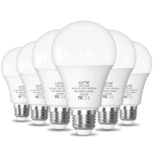 A19 LED Light Bulbs 60 Watts Equivalent, 900 Lumen Standard LED Bulb, 9W E26 Base Warm White 2700K / Cool White 6000K Non-Dimmable, 6 Pack