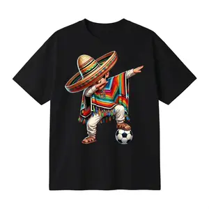 HAGBDH Colorful Fiesta Soccer Dabbing Graphic T-Shirt, Funny Cartoon Sports Tee, Unisex Casual Streetwear Shirt, Novelty Gift Top