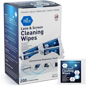 Anti-Fog Lens and Screen Cleaning Wipes For Eyeglasses,Touch Screens, Premoistened, Anti-Static, Quick-Dry (200 200 Count (Pack of 1))