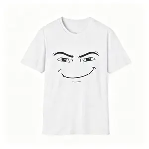 Humorous Roblox Minimalist Face Graphic T-Shirt Iconic Smirking Man Meme Gaming Tee Casual Cotton Crewneck Short Sleeve Streetwear Top