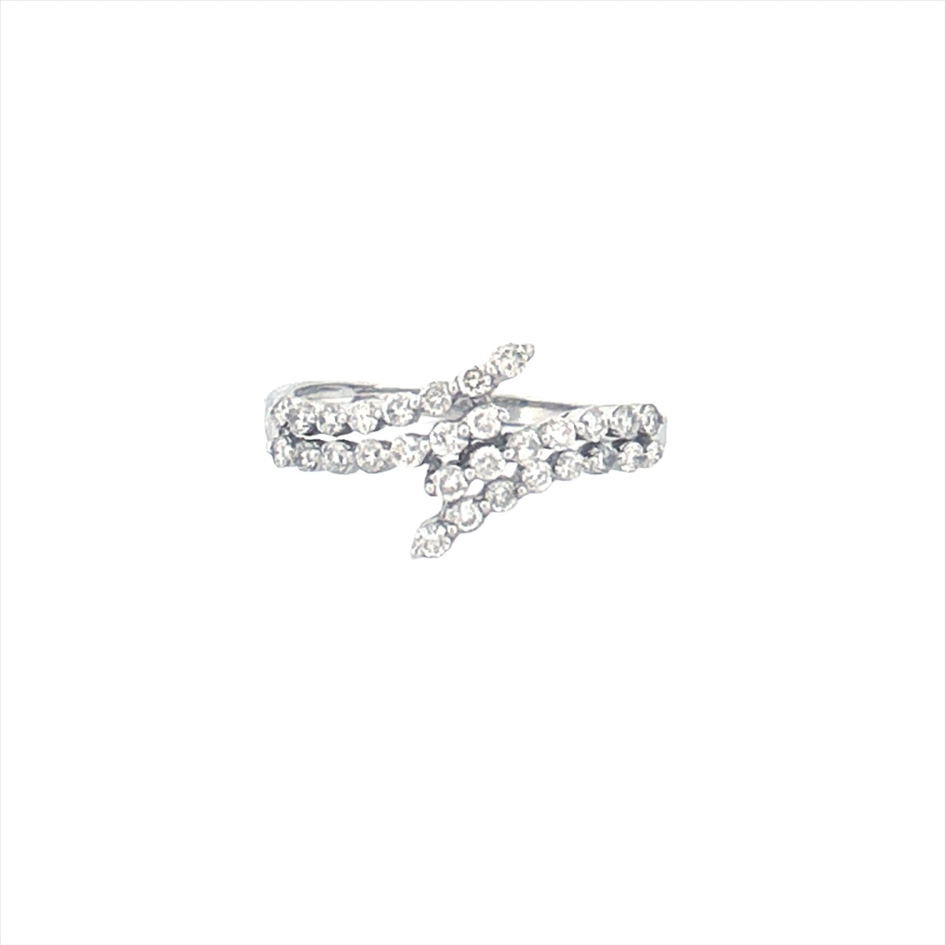 14K Gold Wrapped Two Row Single Prong Diamond Band