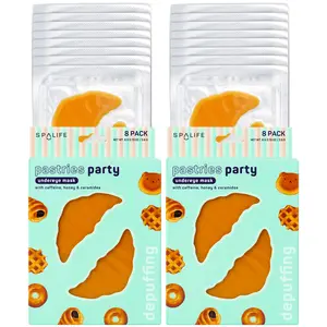 Croissant Shaped Eye Patches | Depuffing Hydrogel Undereye Masks with Caffeine, Honey & Ceramides | 16 Pack