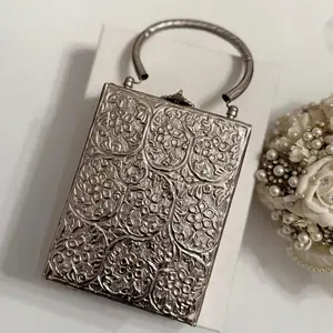 Silver Plated Brass Clutch: Handmade Antique Style Statement Handbag