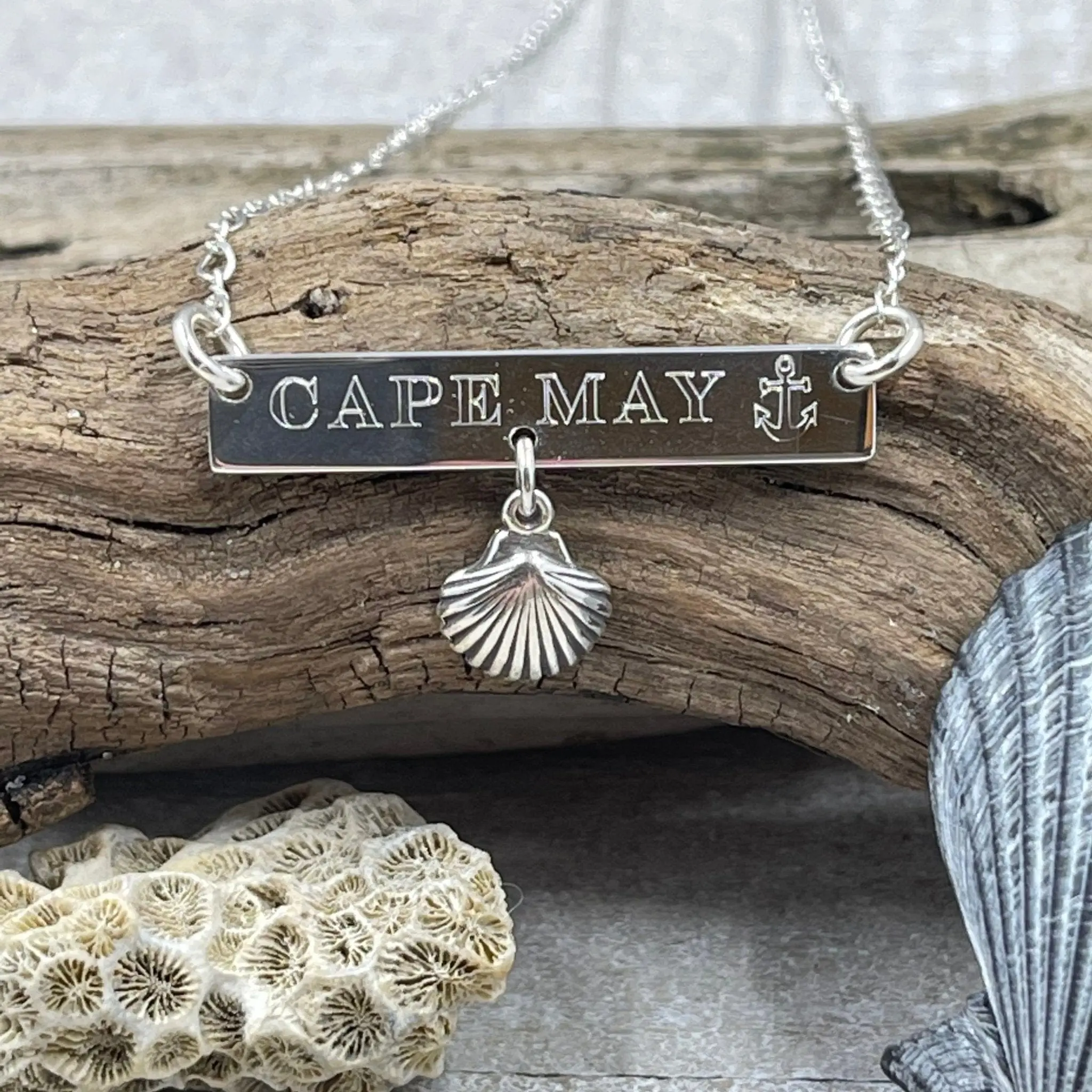 Cape May Anchor & Shell Sterling Silver Necklace